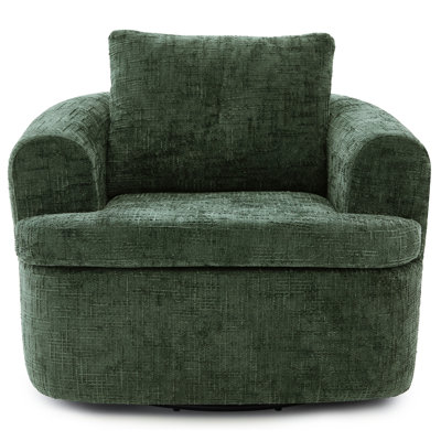 360° Swivel Sofa Chair Accent Barrel Chair 36.6" Swivel Round Chair with Dual-layer Cushion Design for Living Room, Bedroom, Office and Hotel, Green