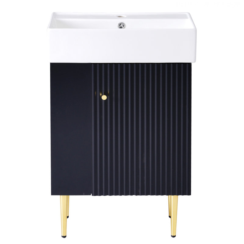 Meuble-lavabo de salle de bain de style moderne avec meuble-lavabo en céramique, Noir, noir, noir, noir