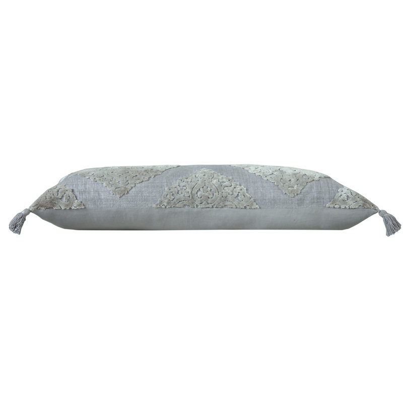 Housse de coussin rectangulaire en mélange de coton, Gris / argent