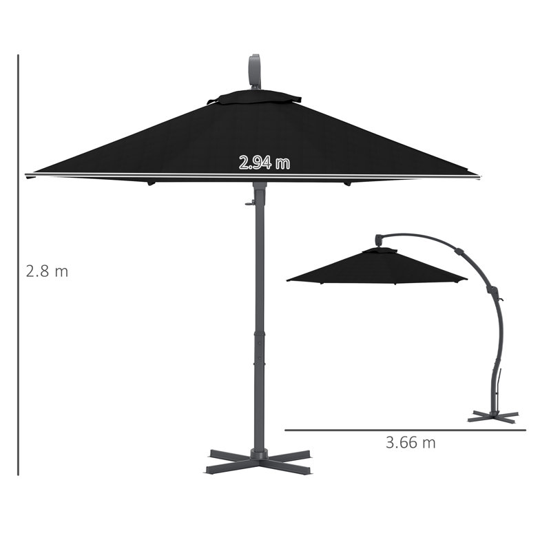 294cm Cantilever Parasol, Black