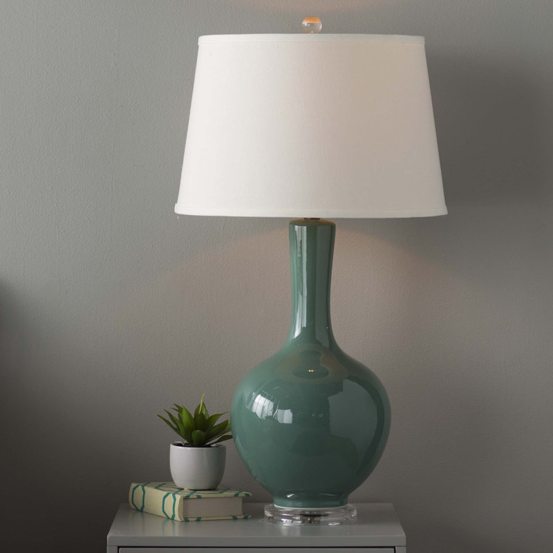 Minha Ceramic Table Lamp, Teal