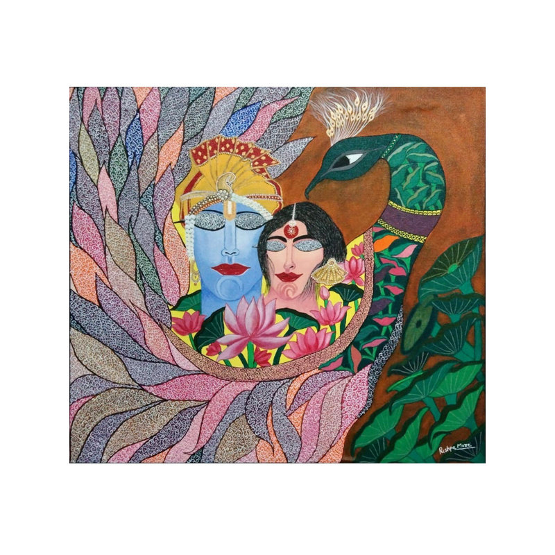Méditation Radha Krishna | Acrylique sur toile | Par Pushpa Mahadeo Plus