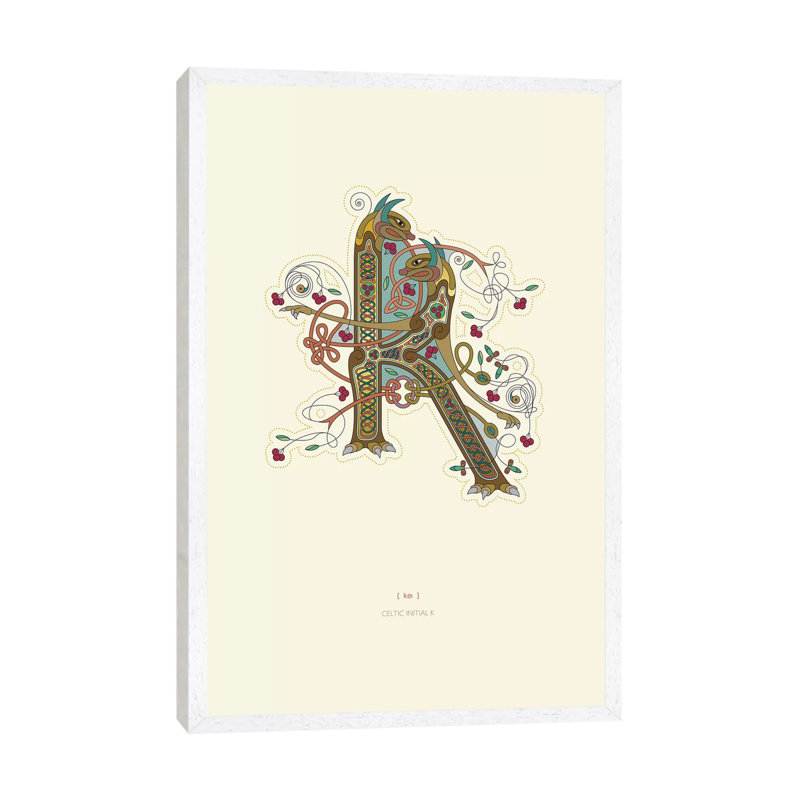 K Celtic Initial by Thoth Adan - Floater Frame Gallery-Wrapped Canvas Giclée on Canvas, White, 66.04 cm H x 45.72 cm W