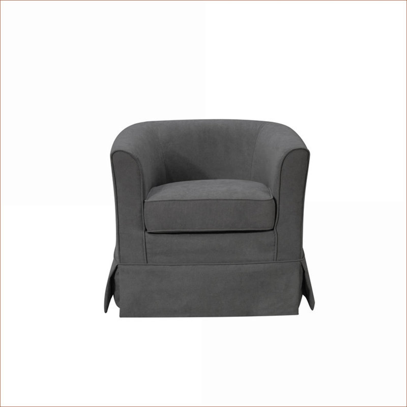 Fauteuil d'appoint pivotant en tissu tissé gris clair de 28 po pour adultes Tucker, siège confortable pour le salon, Gris