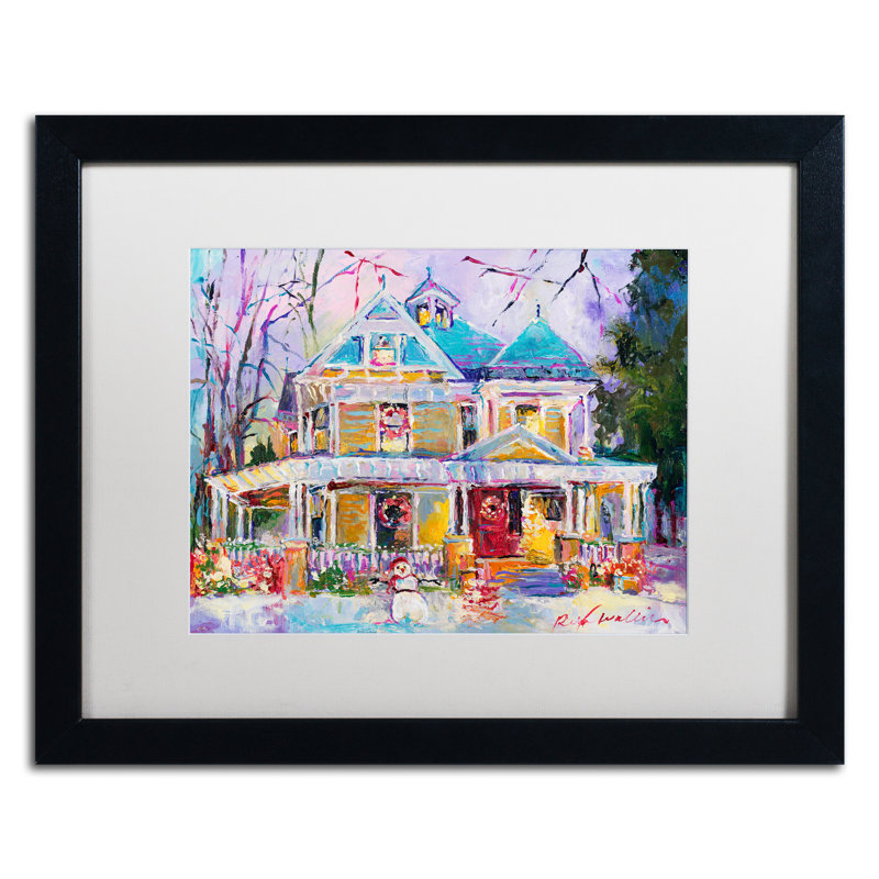 « christmas house », impression sur toile, H 16 po x l 20 po x P 0,5 po, Cadre noir, Blanc