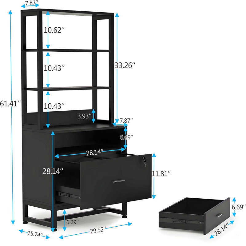 Spacious Filing Cabinet,Height File Cabinet,Stable Cabinet with Open bookcase