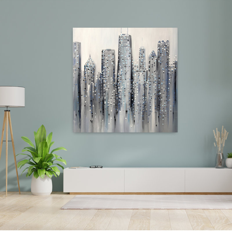 «Chicago Abstract Contemporary Architecture City», art mural, H 48 po x l 48 po