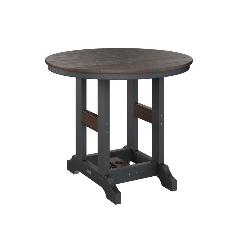 Garden Classic Outdoor Round Dining Table, Brazilian Walnut, Black