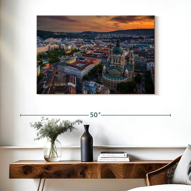 Coucher de soleil à Budapest, H 26 po x l 39 po