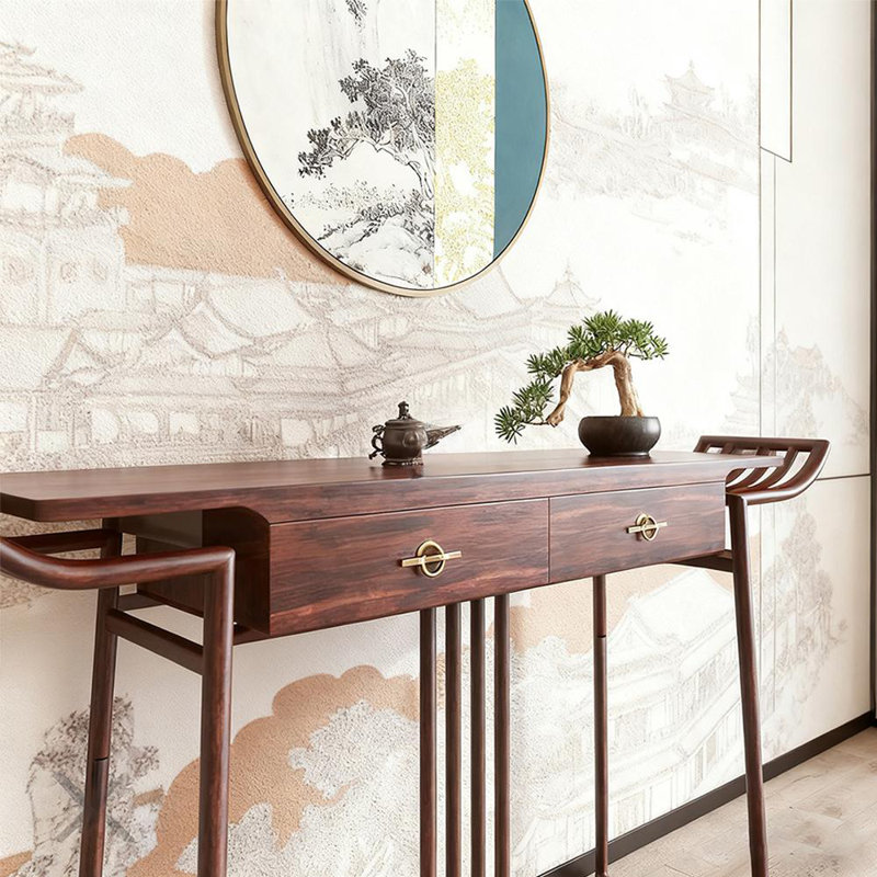 Nouvelle console de style chinois, H 34,6 po x l 70,9 po x P 15 po