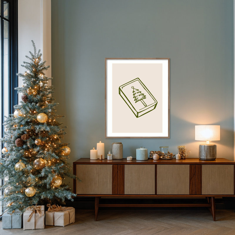 Christmasmatches par Treechild, affiche encadrée en bois, L 33 po x H 41 po, Noyer svelte