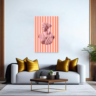 Artemispinkorangestripes Ratio2X3 Abstract Contemporary Architecture Wall Art Print 1 Piece Wrapped Canvas Wall Art