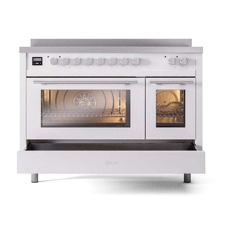 Cuisinière à induction ILVE Professional Plus II Series 48 po avec 6 éléments à induction (porte en verre), Acier Inoxydable