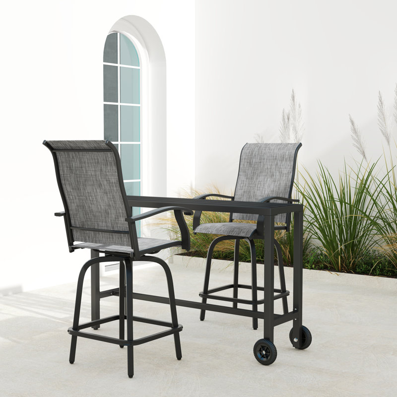 2 Person Counter-Height Dining Set, Black/Gray