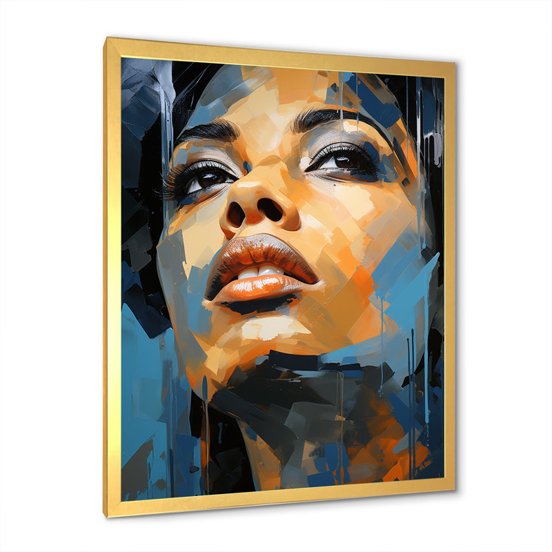 Azure Aaliyah Portrait - célébrités, impressions sur toile_105710, H 20 po x l 12 po x P 1 po, Cadre doré simple