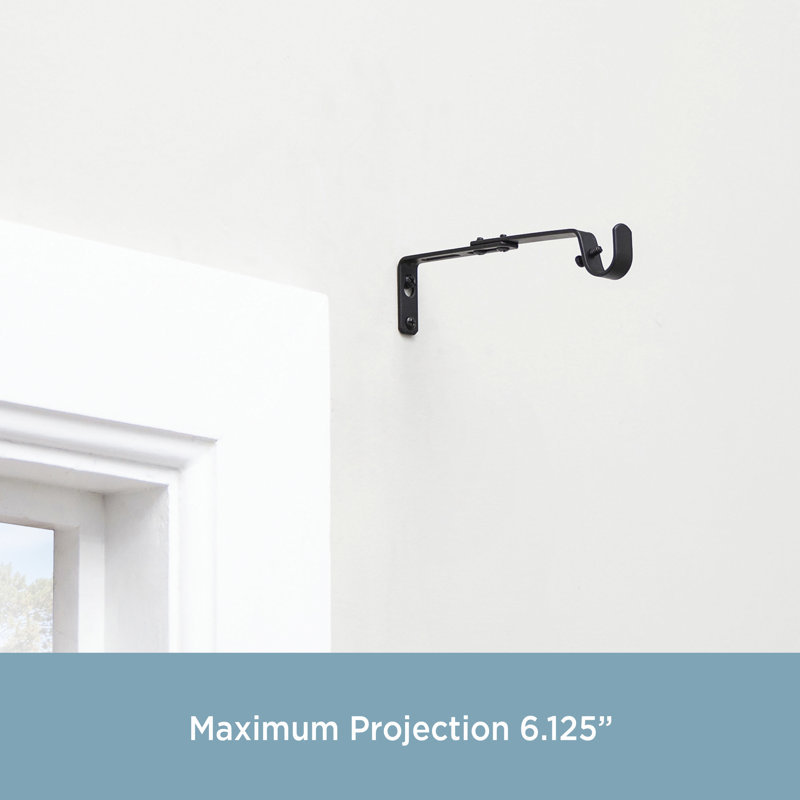 Kenney Black Adjustable Double Curtain Rod Brackets