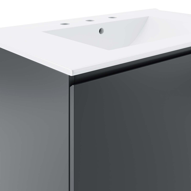 Modway Bryn 36" Wall-Mount Bathroom Vanity, Gray, White