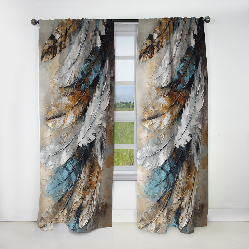 Chambless - Rideau floral occultant en plumes glam - 1 panneau, L 52 po x L 95 po