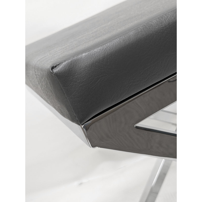 Tabouret d'appoint en bois massif Andriesse, Gris, Argent