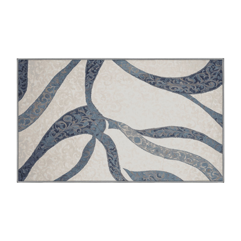 Machine Washable Gray Area Rug, Rectangle 4' x 6'