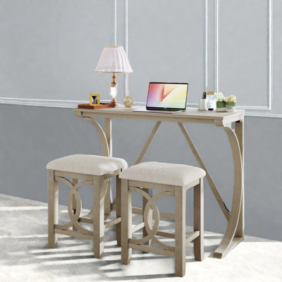 Ensemble de table de salle à manger 3 pièces Farmhouse avec USB, compact et rustique