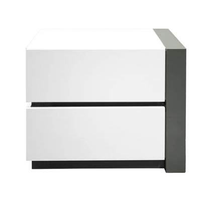 Ornement décoratif de chambre à coucher à 2 tiroirs blanc et argent, moderne, bois d'ingénierie