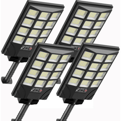 Solar Street Lights Outdoor With Motion Sensor, 6500K Dusk To Dawn LED Solar Flood Light, Waterproof Security Lighting For Garden Yard Parking Lot, 4-Pack