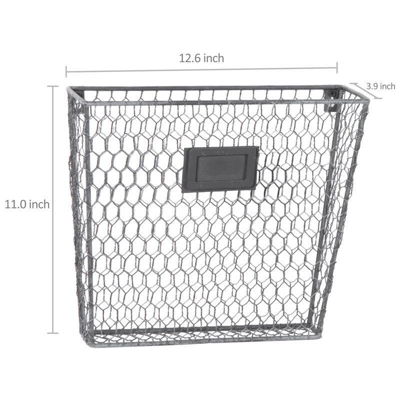 Wall Mounted Metal Wire Magazine Rack, Grey