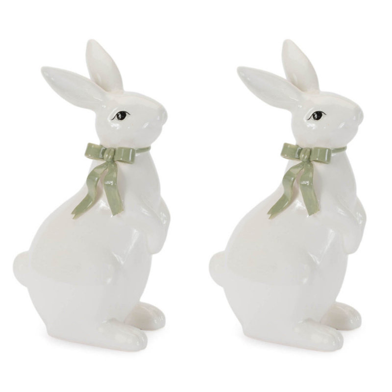 Figurine de lapin avec nœud (ensemble de 2)