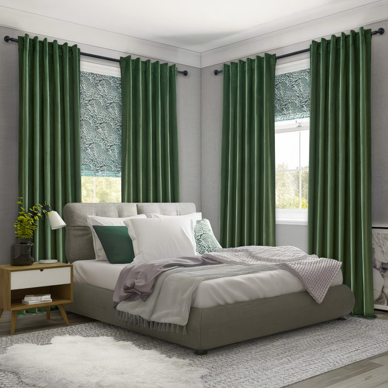 Thermal Blackout Curtain Panels, 52" W x 96" L, Moss Green