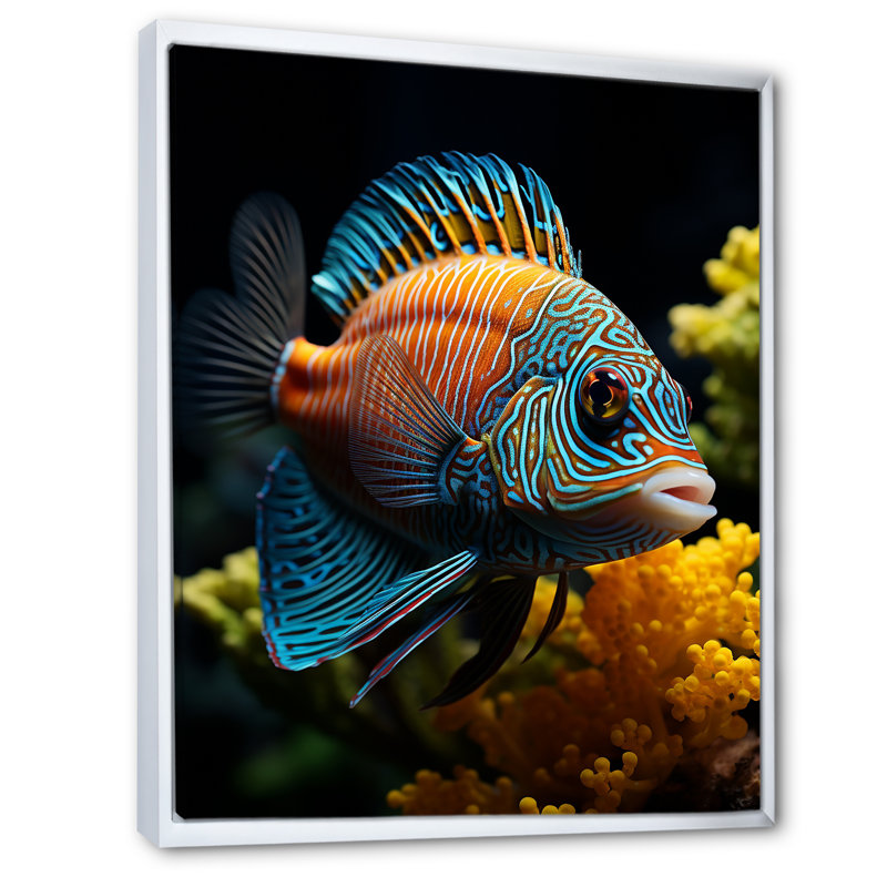 " Corals Butterflyfish Aquamarine Adventure ", White Floater Framed, 20" H x 12" W