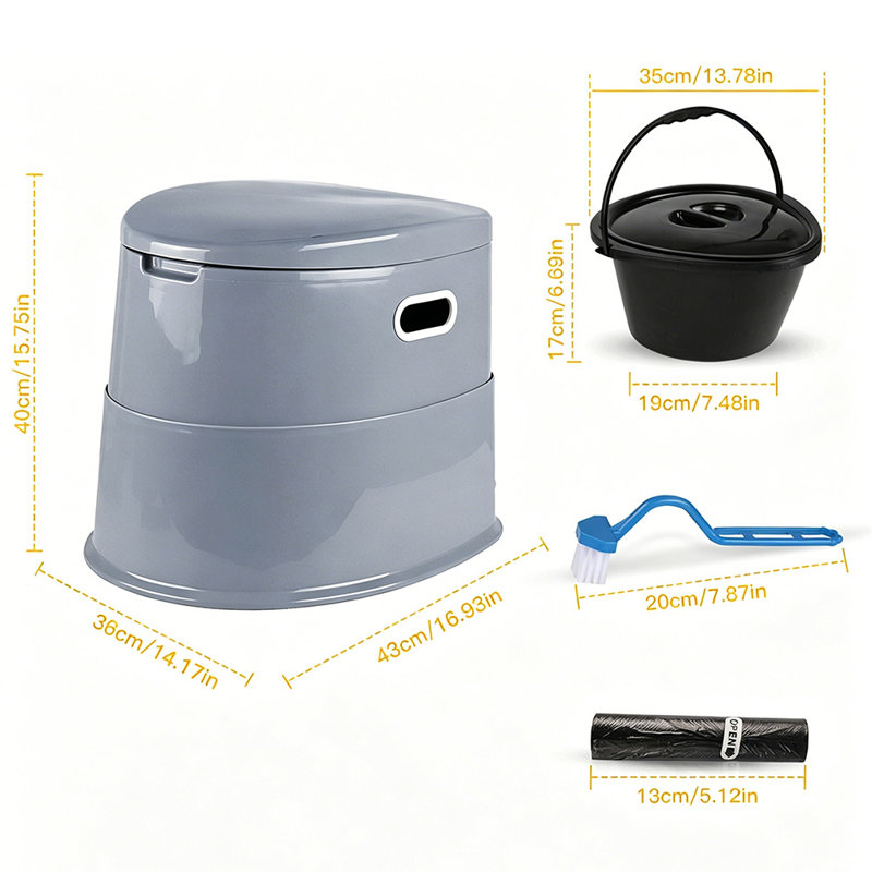 Portable Toilet For Adults - Outdoor Potty With Lid & Removable Waste Bag | Compact Camping Toilet For Travel, Hiking, Truck, Boat & Beach