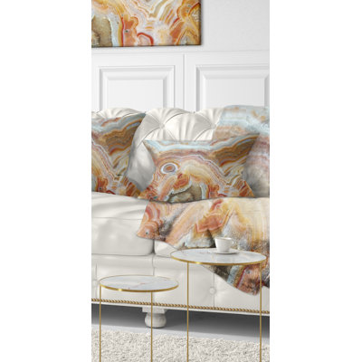 Coussin lombaire à rayures abstraites et ovales sur agate