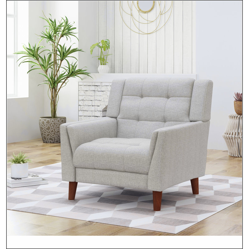 Fauteuil Mid-Century, Tissu beige