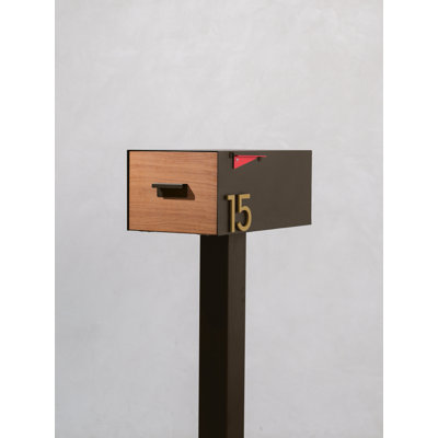 Large Malone Post Mounted Steel Mailbox with Wood-Styled Door