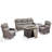 5 Pieces Patio Furniture Set, Outdoor Wicker Sofa Couch With Rocking Swivel Chairs And 55000 Gas Fire Pit, Modern Deep Seat Rattan Conversation Sets For Porch Deck-2114325309-2114325308