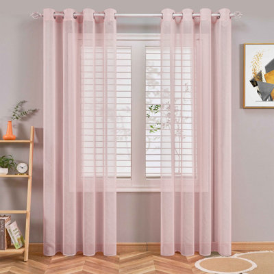 Kbndieu Semi Sheer Curtains for Bedroom 98 Inches Long Grommet Vertical Window Curtains Drapes with Light Through for Living Room