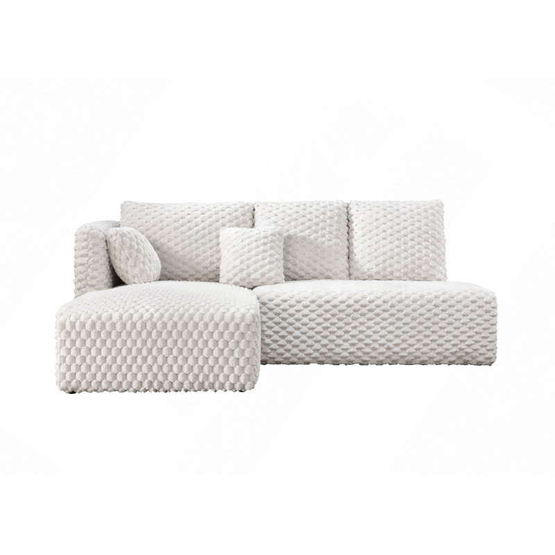 Canapé modulaire ivoire en velours côtelé