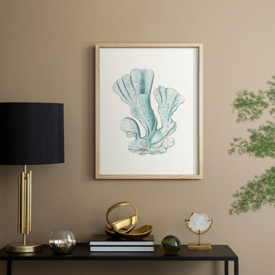 Reproduction encadrée antique de corail de style bord de mer - bois massif
