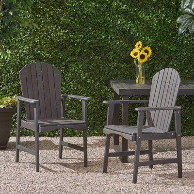Ensemble de 2 chaises de salle à manger en bois d'acacia Adirondack