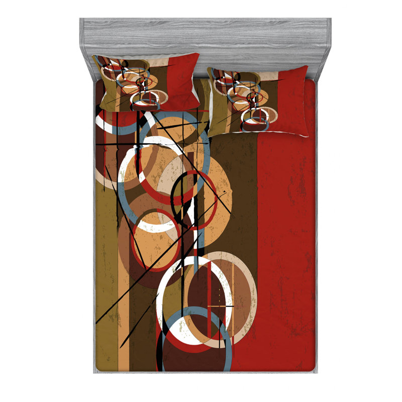 Ensemble de draps rétro à motifs abstraits, Taie d'oreiller taille double