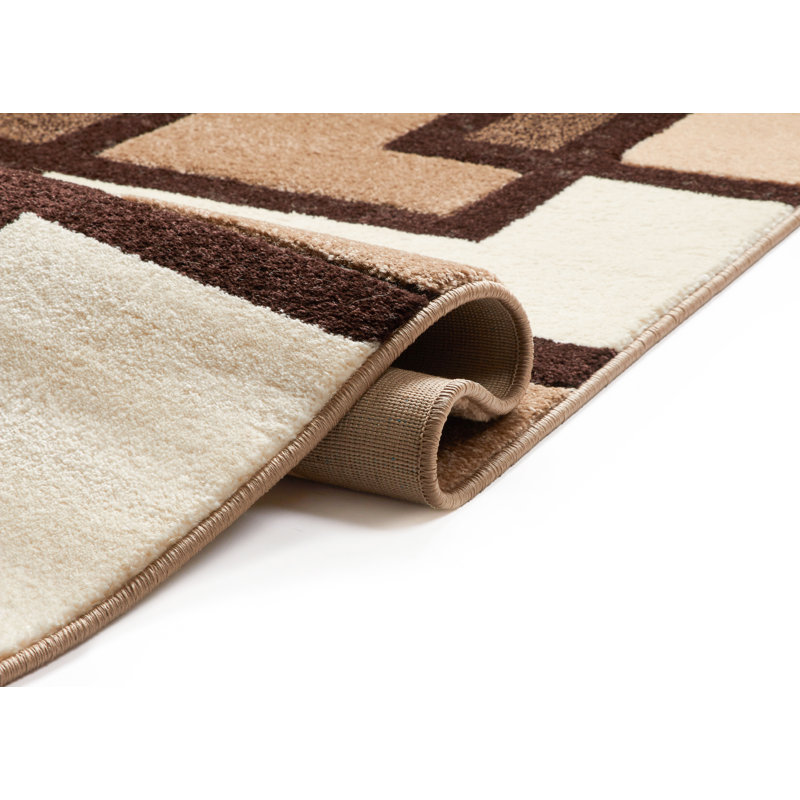Tapis crème Brigman Imagination Squares, Tapis de couloir 2 pi x 7 pi