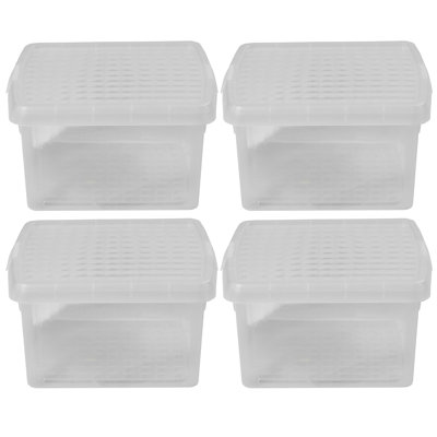 Wham Clip Square Plastic Storage Boxes with Secure Clip Lock Lids Clear/Clear/Clear