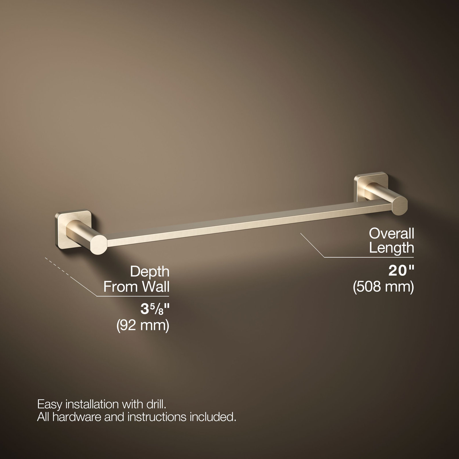 Parallel Towel Bar, Brushed Bronze, 18"W