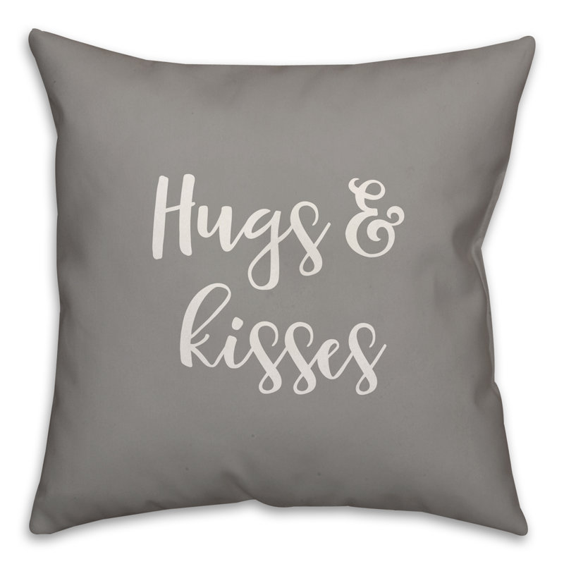  Coussin Hugs and Kisses, Gris, Housse de coussin