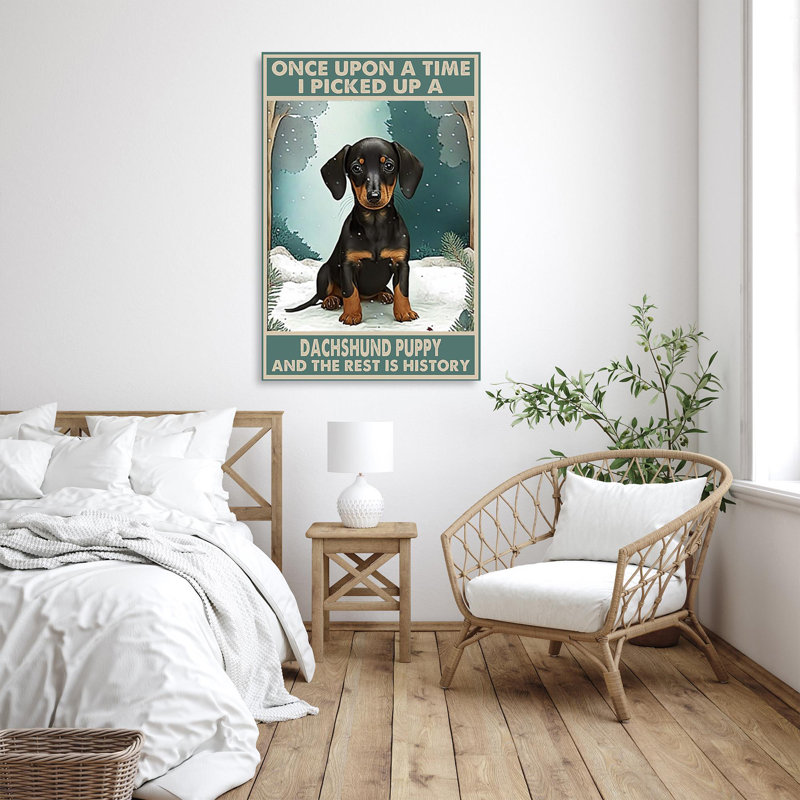 Kathy I Picked Up A Dachshund Puppy, H 36 po x l 24 po x P 1,25 po