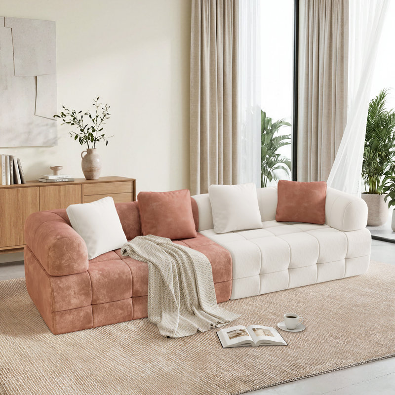 Canapé modulaire 4 places Bonblock, Chenille orange