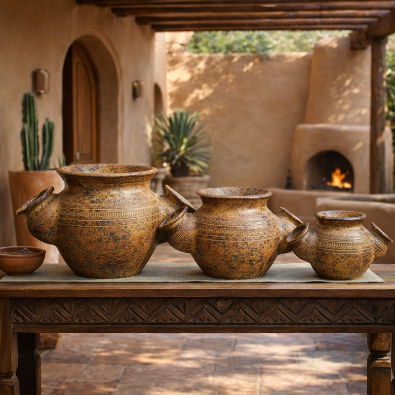 Ensemble de pots Earthen Trio en brun, Brun