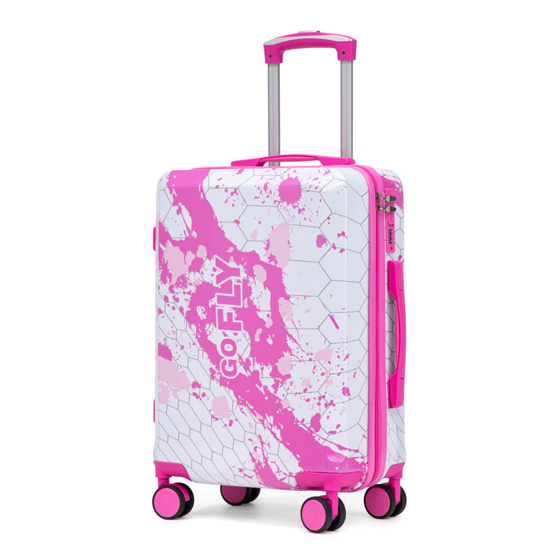 20-Inch Pink Polycarbonate Hard Shell Carry-On Spinner Suitcase