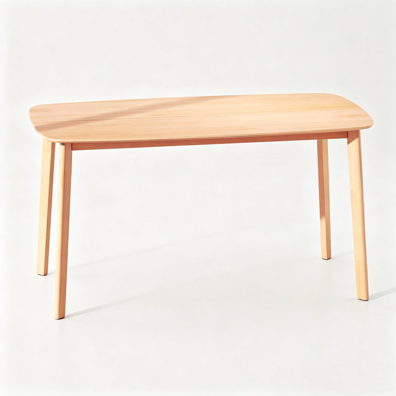 Table de salle à manger 59,1 pouces en bois de pin massif de style nordique avec coins arrondis, table rectangulaire en bois naturel pour 4 à 6 personnes